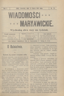 Wiadomości Maryawickie. R.1, nr 23 (25 marca 1909)