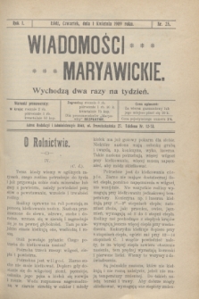 Wiadomości Maryawickie. R.1, nr 25 (1 kwietnia 1909)