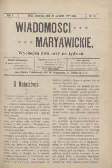 Wiadomości Maryawickie. R.1, nr 31 (22 kwietnia 1909)