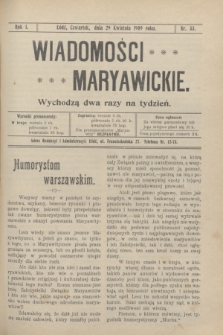 Wiadomości Maryawickie. R.1, nr 33 (29 kwietnia 1909)