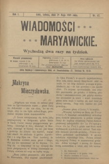 Wiadomości Maryawickie. R.1, nr 42 (29 maja 1909)