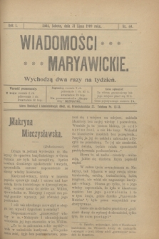 Wiadomości Maryawickie. R.1, nr 60 (31 lipca 1909)