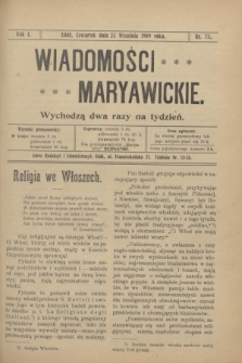 Wiadomości Maryawickie. R.1, nr 75 (23 września 1909)