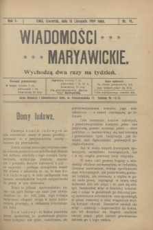 Wiadomości Maryawickie. R.1, nr 91 (18 listopada 1909)