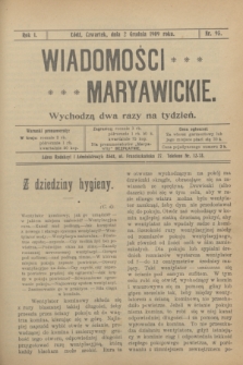 Wiadomości Maryawickie. R.1, nr 95 (2 grudnia 1909)
