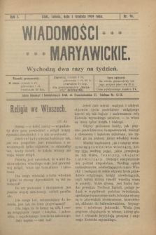 Wiadomości Maryawickie. R.1, nr 96 (4 grudnia 1909)