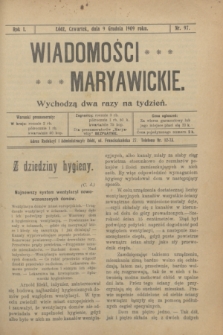 Wiadomości Maryawickie. R.1, nr 97 (9 grudnia 1909)