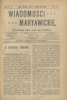 Wiadomości Maryawickie. R.2, nr 67 (25 sierpnia 1910)
