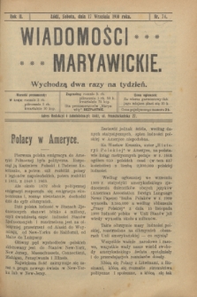 Wiadomości Maryawickie. R.2, nr 74 (17 września 1910)