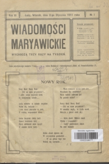 Wiadomości Maryawickie. R.3, № 1 (3 stycznia 1911)