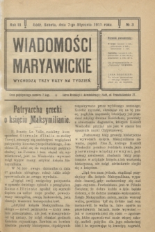 Wiadomości Maryawickie. R.3, № 3 (7 stycznia 1911)