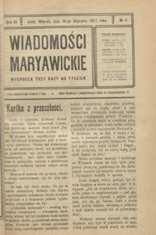 Wiadomości Maryawickie. R.3, № 4 (10 stycznia 1911)