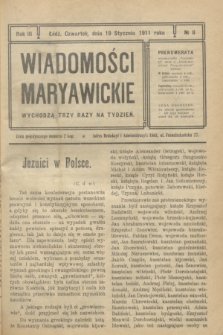 Wiadomości Maryawickie. R.3, № 8 (19 stycznia 1911)