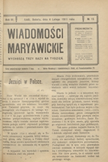 Wiadomości Maryawickie. R.3, № 15 (4 lutego 1911)