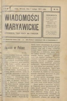 Wiadomości Maryawickie. R.3, № 16 (7 lutego 1911)
