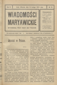 Wiadomości Maryawickie. R.3, № 19 (14 lutego 1911)