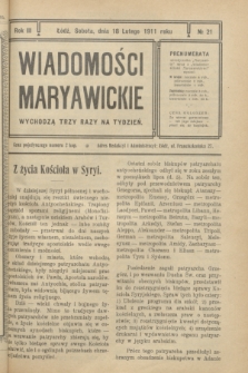 Wiadomości Maryawickie. R.3, № 21 (18 lutego 1911)