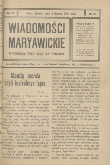 Wiadomości Maryawickie. R.3, № 27 (4 marca 1911)