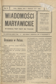 Wiadomości Maryawickie. R.3, № 39 (1 kwietnia 1911)