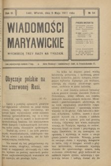 Wiadomości Maryawickie. R.3, № 54 (9 maja 1911)