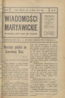 Wiadomości Maryawickie. R.3, № 60 (23 maja 1911)