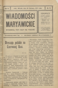 Wiadomości Maryawickie. R.3, № 72 (20 czerwca 1911)