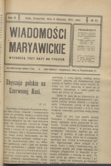 Wiadomości Maryawickie. R.3, № 91 (3 sierpnia 1911)