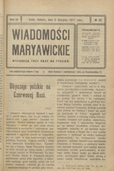 Wiadomości Maryawickie. R.3, № 92 (5 sierpnia 1911)