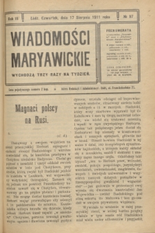 Wiadomości Maryawickie. R.3, № 97 (17 sierpnia 1911)