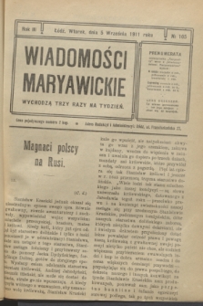 Wiadomości Maryawickie. R.3, № 105 (5 września 1911)