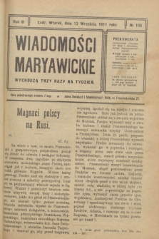 Wiadomości Maryawickie. R.3, № 108 (12 września 1911)