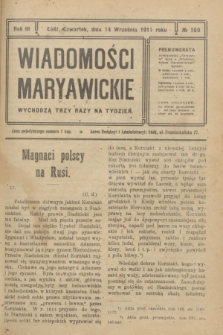 Wiadomości Maryawickie. R.3, № 109 (14 września 1911)