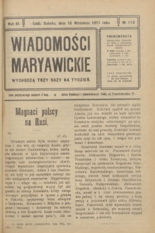 Wiadomości Maryawickie. R.3, № 110 (16 września 1911)