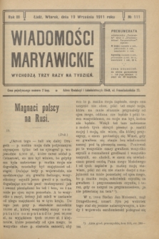 Wiadomości Maryawickie. R.3, № 111 (19 września 1911)