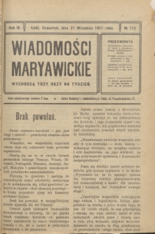 Wiadomości Maryawickie. R.3, № 112 (21 września 1911)