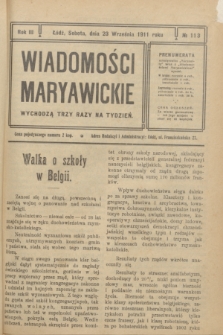 Wiadomości Maryawickie. R.3, № 113 (23 września 1911)