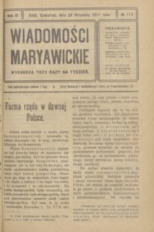 Wiadomości Maryawickie. R.3, № 115 (28 września 1911)