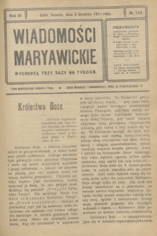 Wiadomości Maryawickie. R.3, № 143 (2 grudnia 1911)