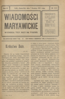 Wiadomości Maryawickie. R.3, № 145 (7 grudnia 1911)