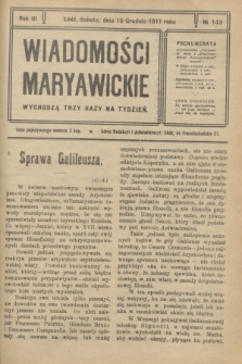 Wiadomości Maryawickie. R.3, № 149 (16 grudnia 1911)