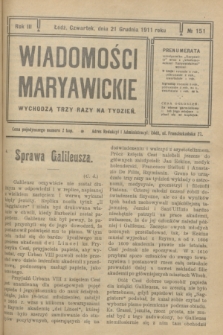 Wiadomości Maryawickie. R.3, № 151 (21 grudnia 1911)
