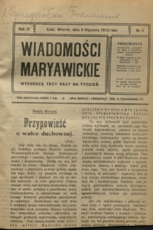 Wiadomości Maryawickie. R.4, № 4 (9 stycznia 1912)