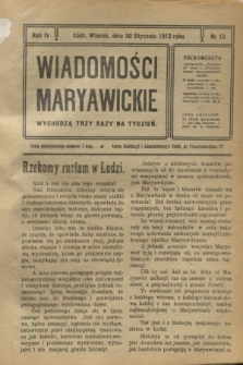 Wiadomości Maryawickie. R.4, № 13 (30 stycznia 1912)