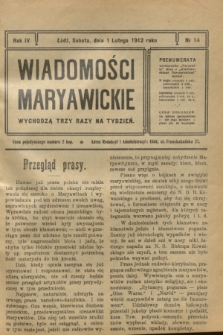 Wiadomości Maryawickie. R.4, № 14 (1 lutego 1912)