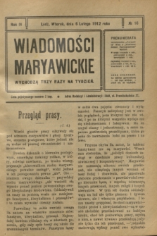 Wiadomości Maryawickie. R.4, № 16 (6 lutego 1912)