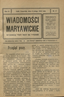 Wiadomości Maryawickie. R.4, № 17 (8 lutego 1912)