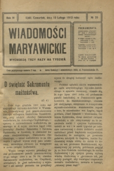 Wiadomości Maryawickie. R.4, № 20 (15 lutego 1912)