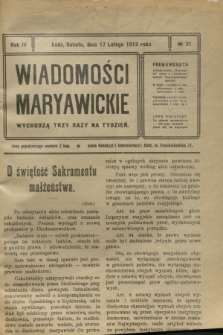 Wiadomości Maryawickie. R.4, № 21 (17 lutego 1912)