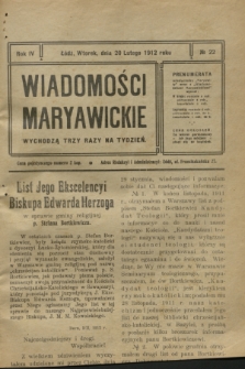 Wiadomości Maryawickie. R.4, № 22 (20 lutego 1912)