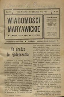 Wiadomości Maryawickie. R.4, № 23 (22 lutego 1912)